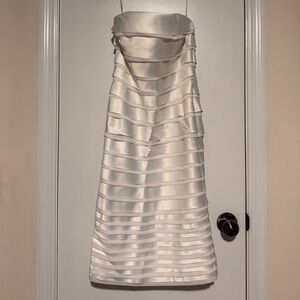 White House Black Market Strapless White Satin Dress